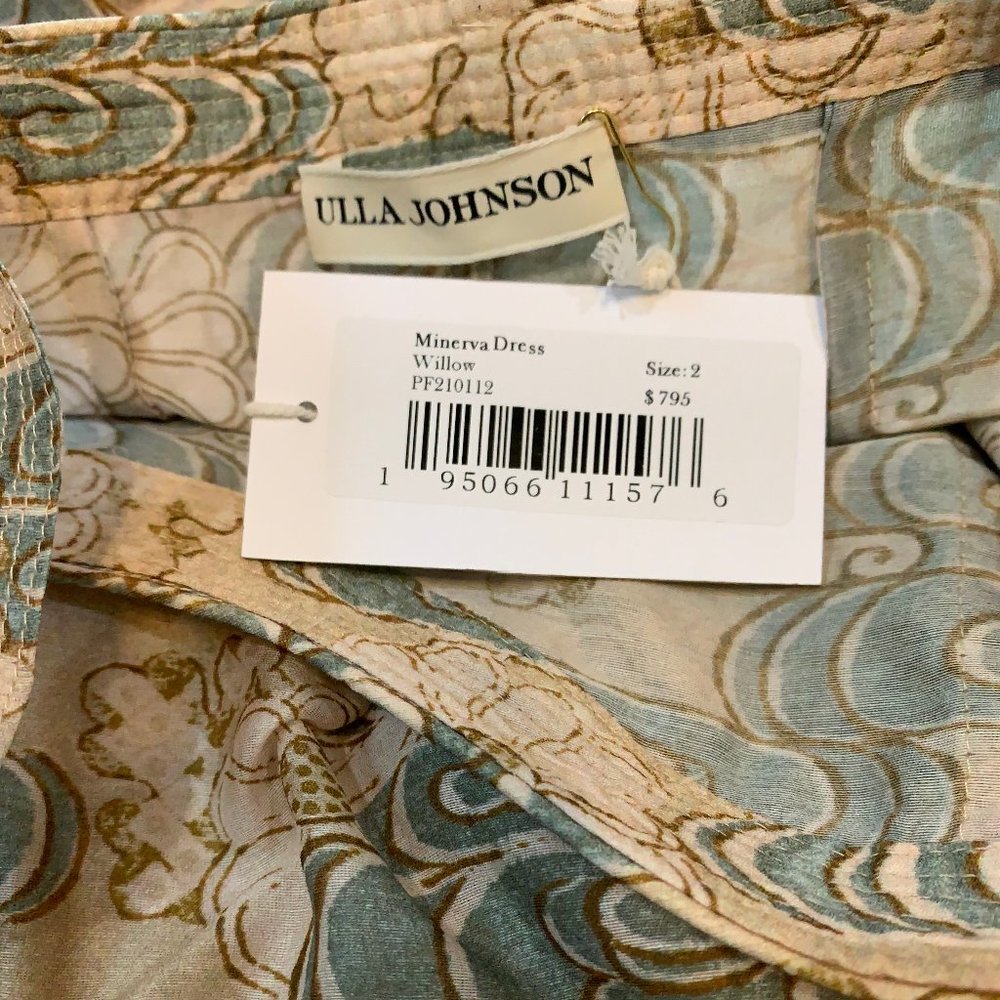 ULLA JOHNSON NWT Minerva Midi Organza Dress Color Willow Size 2 - Picture 12 of 12